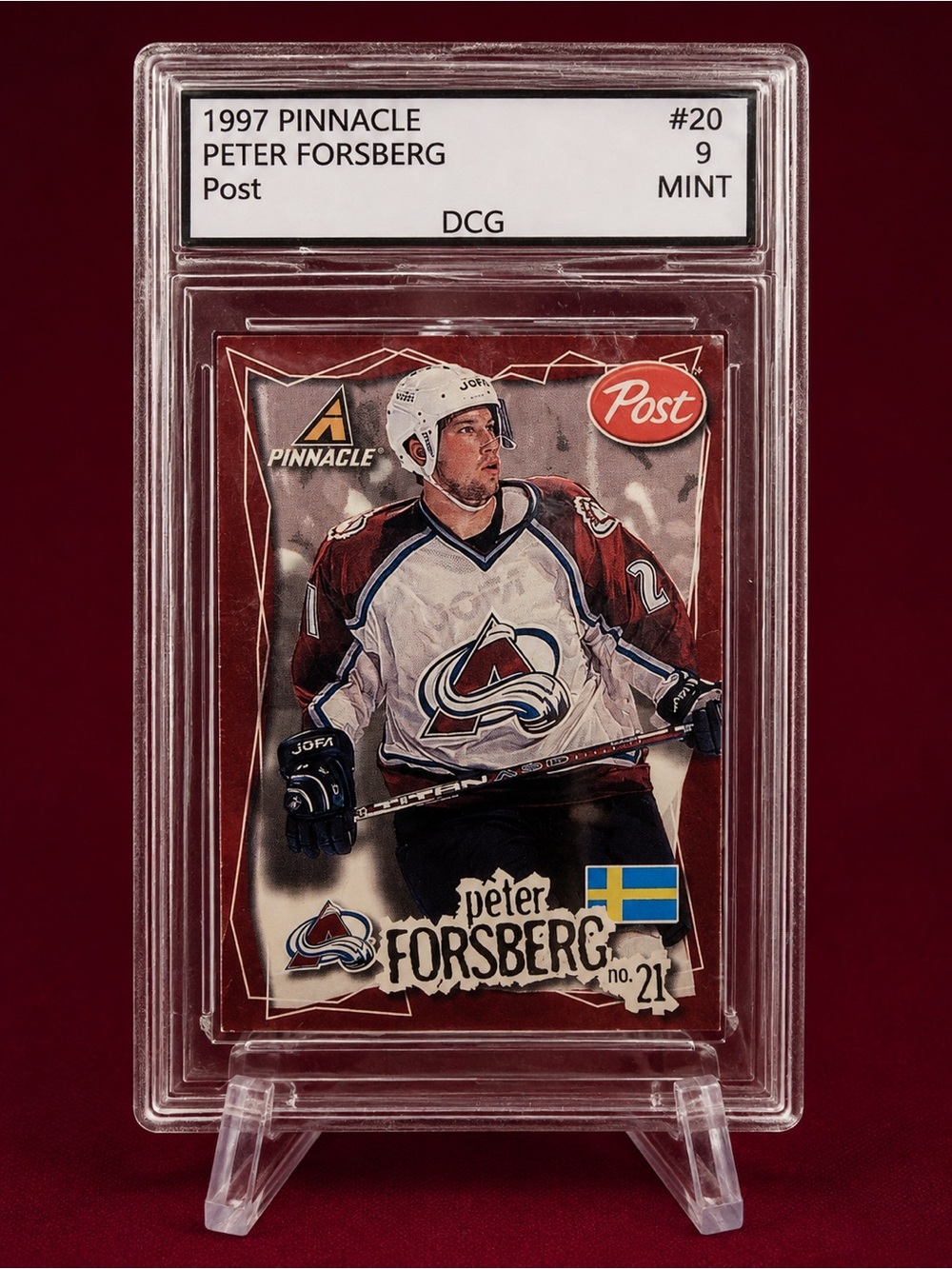 Pinnacle Post Peter Forsberg Hockey Trading Card — Colorado Avalanche